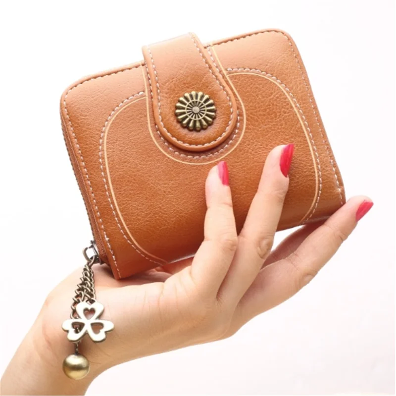 Женские кошельки, стильный и компактный кошелек, Дамский клатч, винтажный Кошелек для монет из вощеной кожи с масляным покрытием, кошелек для карт, Дамские кошельки portemonnee