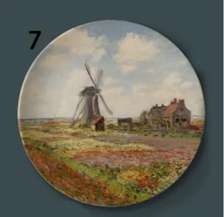 Monet Картина декор настенные вешалки тарелки керамические ремесло дома декоративное блюдо отель Гостиная фоновый дисплей масляные тарелки - Цвет: 7