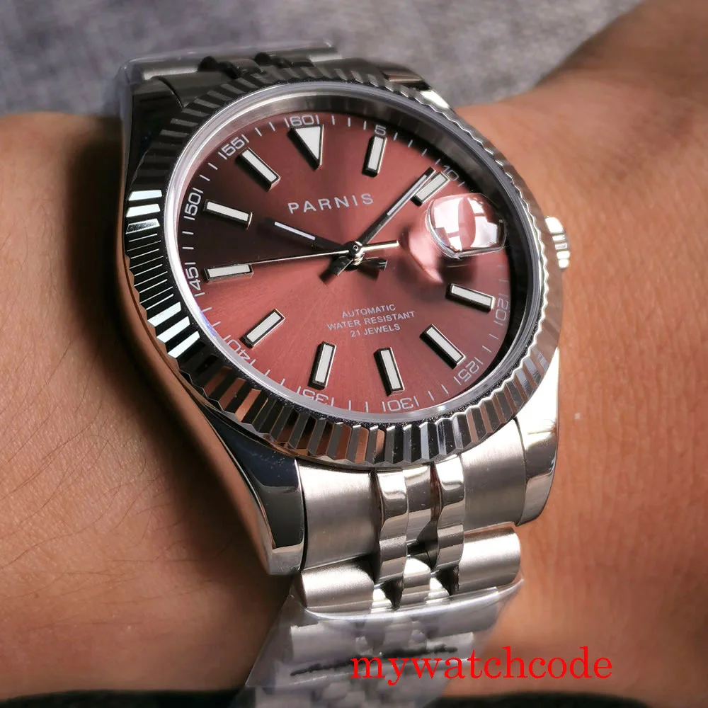 New Parnis Coffee Dial Men's Watches Miyota 8215 Calendar