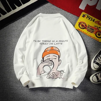

Sweatshirt Men Print Funny picture Hip Hop Crewneck Sweatshirts sorry I am later Design Brand Clothing