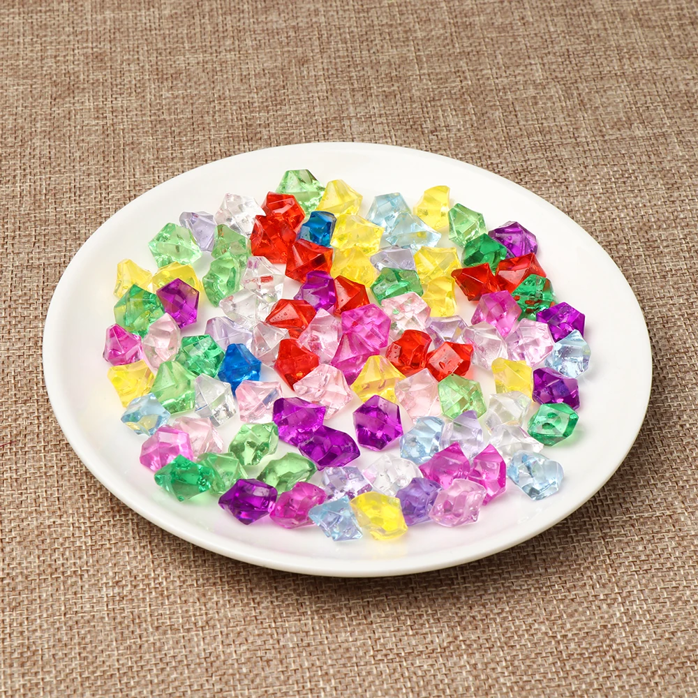 Camal 50Pcs/bag 11*14mm Aquarium Acrylic Stones Crystal Ice Cubes Decor Vase Filler Pebble Fish Tank Home Ornament Landscape