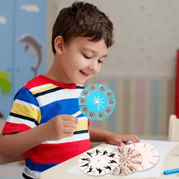 

Creative DIY Phenakistoscope Toys Kids Educational Materials Assemble Kit Enhance Baby Sense Touch shape Non-woven Fabric Toys