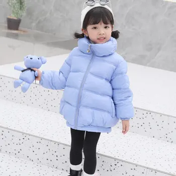 

New Children's Down Outwear Padded Cotton Jacket with Toy Girls Thick Warm Padded Girls Down Coat