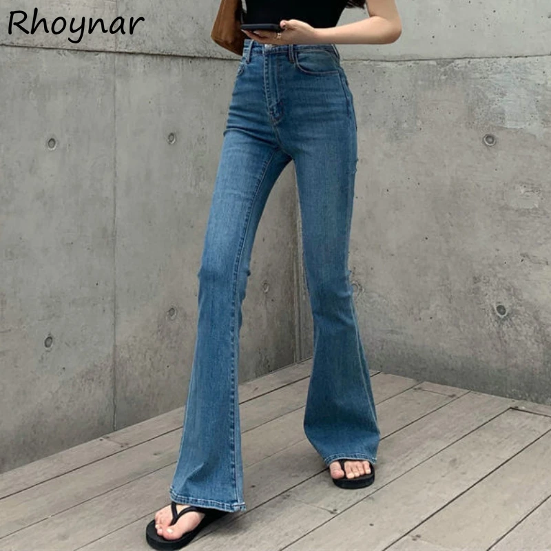 Jeans Donna Semplice Solido A Vita Alta Stile Europeo Moda Slim Streetwear Lady Full-Length Leisure All-Match Casual Holiday Nuovo
