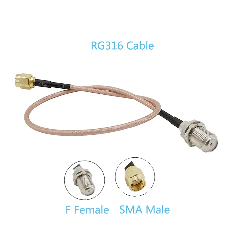 RG316 F TV Female Jack bulkhead to SMA Male Plug Straight RF Jumper pigtail Cable 4inch 20inch | Обустройство дома