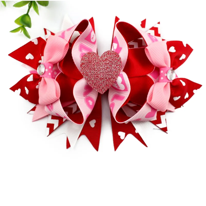 Adogirl, 10 шт., Sequine Love Heart, многослойные банты для волос для девочек, женские подарки для Валентинки ручной работы, изысканные аксессуары для волос
