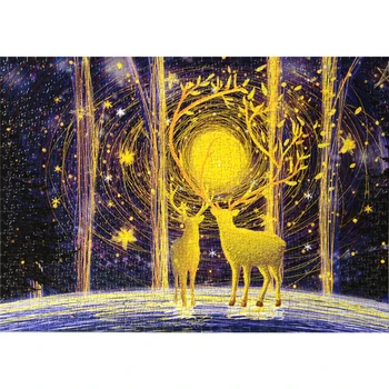 

Puzzle 1000 Pcs Wooden Forest Deer Adult DIY Animal Jigsaw Puzzle Creativity Imagine Toys For Gift