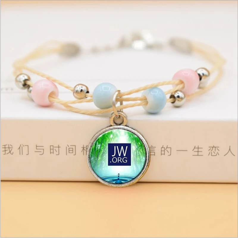 JW. ORG браслет, цветок, стеклянные кулоны подвески керамические браслеты из бисера для женщин, девочек, религия, ювелирные изделия