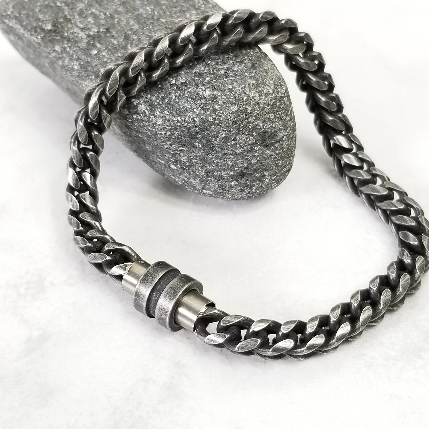 Bracciale Catena Moto In Acciaio Inossidabile | Gold Blu - Foto 9