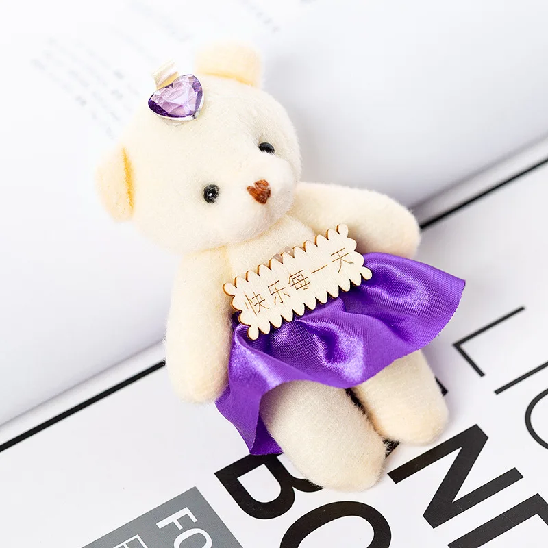 Purple bear 1 шт., имитация вечности, 24 K, Золотая фольга, розовый цветок, радуга, День Святого Валентина, романтический цветок, свадебный подарок, красивый светодиодный светящийся - Цвет: Purple bear