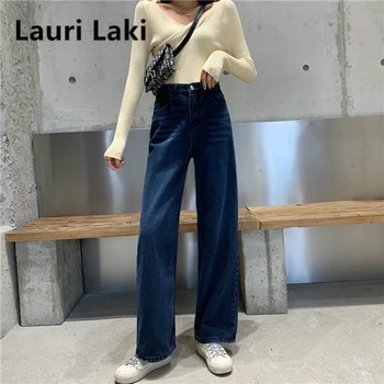 

Plus Size Straight Jeans Women Wide Leg Denim Pants Maxi Boyfriend Mom High Waist Jeans 2020 Blue Retro Jeans Chic