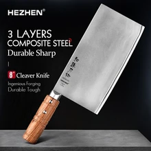 HEZHEN 8 Zoll Schneiden Messer 3 Schichten Verbund Edelstahl Hohe Qualität Professionelle Küche Küchenchef Scheibe Messer
