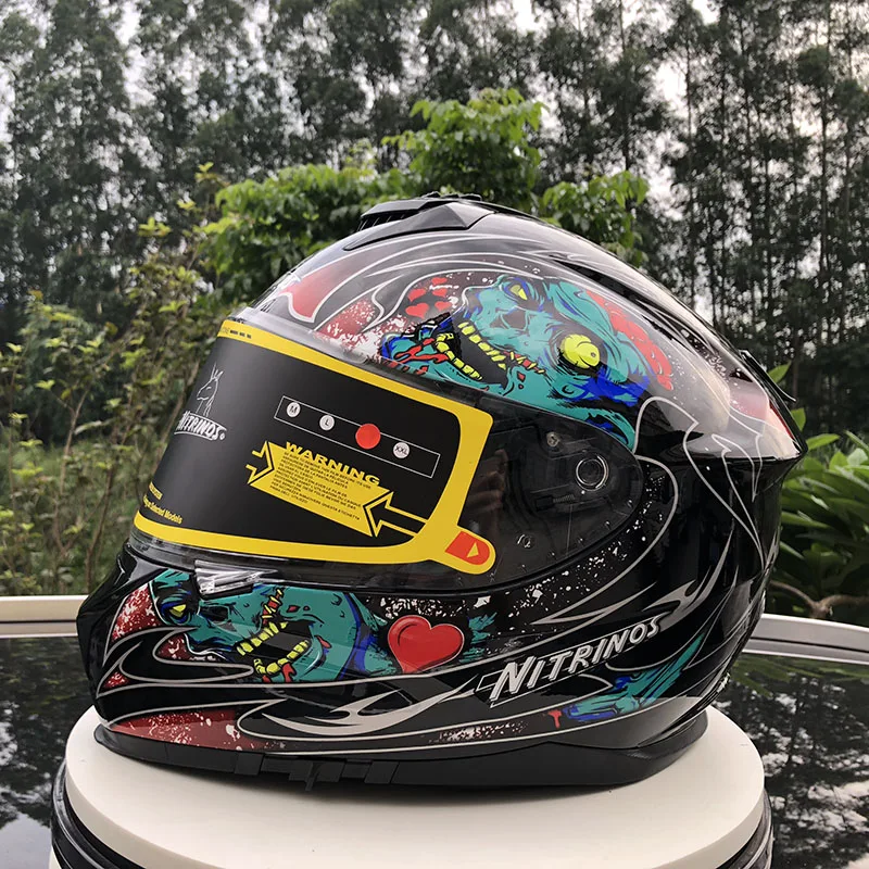 Бренд NITRINOS полный шлем для верховой езды Мото шлем в форме черепа De Moto двойной объектив защитный шлем хорошего качества ECE
