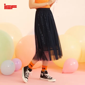 

IEF Spring Summer Women Skirt Chiffon Fashion Streetwear High Waist Mid-Long Skirt 0N29A-D1068-