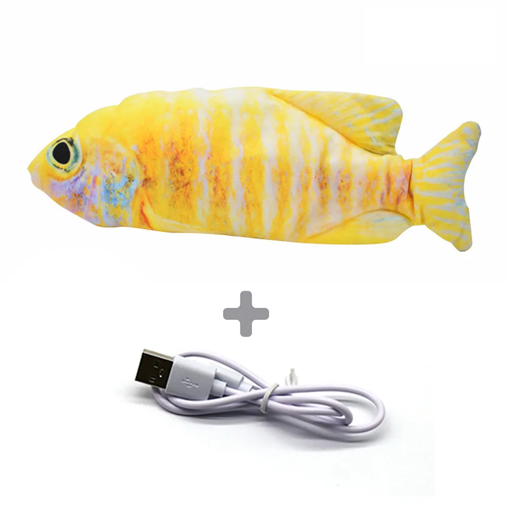 1PC Cat Toy Simulation Fish USB Electric Charging Catnip Floppy Wagging Toy 28CM Chew Bite Interactive Cat Toys Pet Supplies cute dog toys Toys