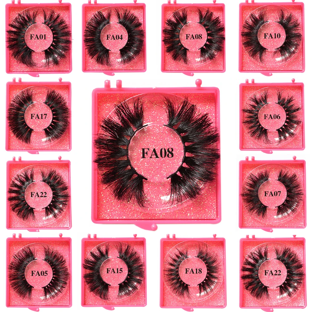 Fluffy Mink Eyelashes False Fake Lashes Boxes Pack Wholesale Long Full Strip Lashes Bulk 5D 25mm Eye Lash Lot Vendors 1 Pair