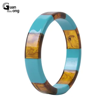 

GuanLong Colorful Fashion Acrylic Bracelet Bangles Femme Resin Wide Cuff Bangles for Women Round Indian Bangle Vintage Jewelry