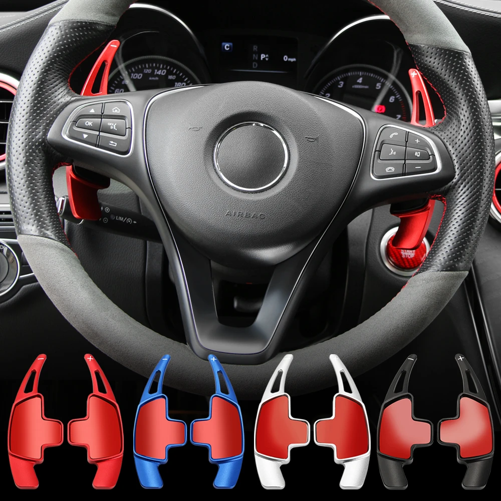 2/Set Red Steering Wheel Shift Paddles For Mercedes-Benz AMG W176 W204 S212 X156