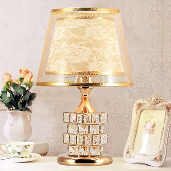 

European Luxury Crystal Table Lamp Bedroom LED Desk Lamps Golden Bedside Night Light Home Decoration Lighting YHJ011407