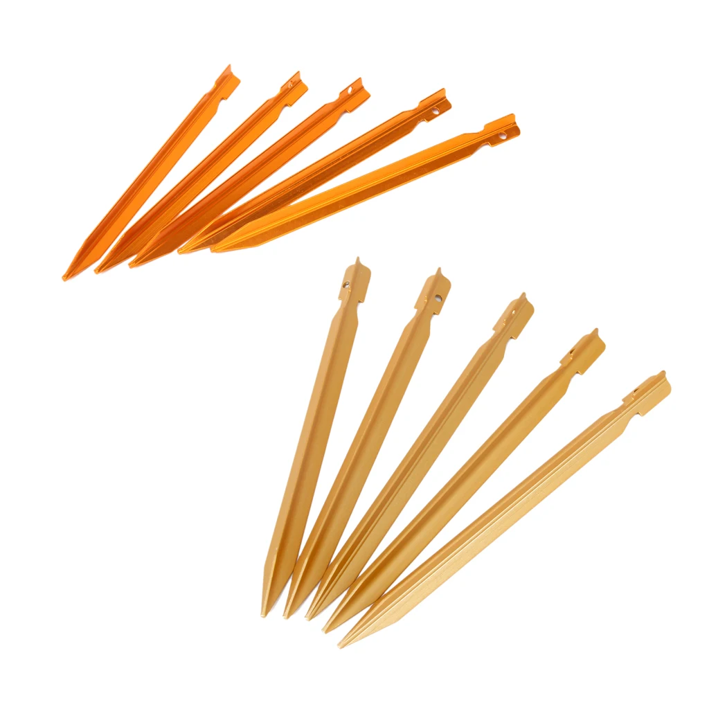 5Pc Y-beam Design Ultralight Aluminum Tent Stake With Guy Line Hole Pig Tail