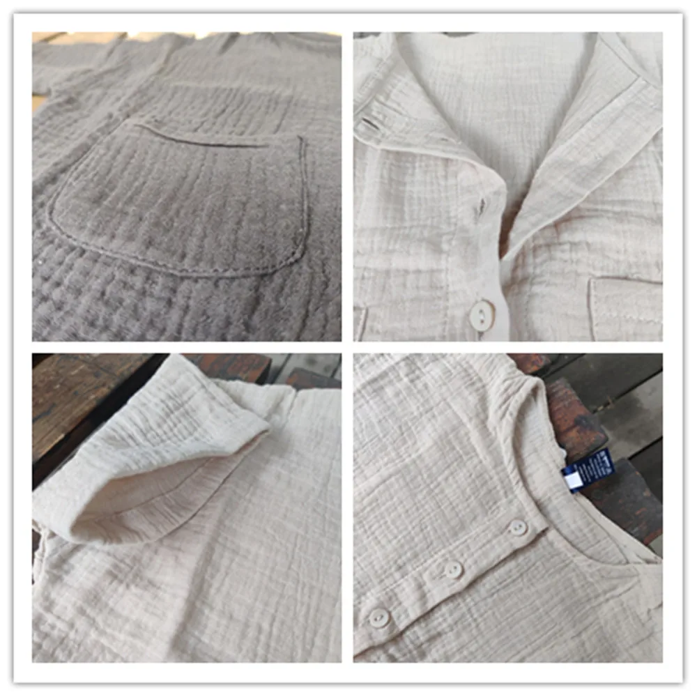 Children Clothing Kids Clothes 2pcs Pocket Blouse + Linen Shorts Girls Toddler Boys Baby Summer Casual Sets Button Tops Korean kids clothing set