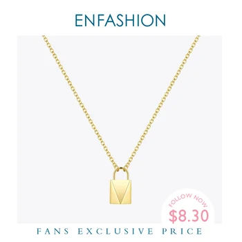 

ENFASHION Cute Lock Choker Necklace Women Gold Color Stainless Steel Geometric Femme Pendant Necklaces Fashion Jewelry P193038
