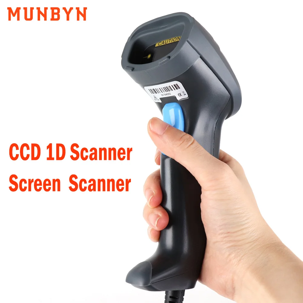 MUNBYN 1D Barcode Scanner Handheld Laser CCD Bar codes Scanner Wired