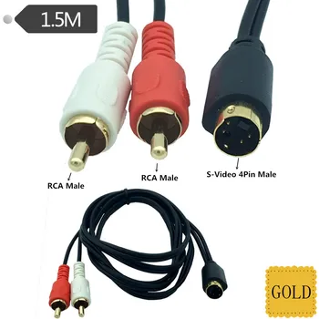 

S-Video & 2-RCA Audio Cables Combo 4 Pin SVideo Male Cord, Gold Plated 1.5m