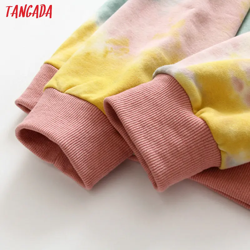 Tangada для женщин Tie dye негабаритных кофты с длинным рукавом японский стиль пуловеры женские повседневные топы XLJ24