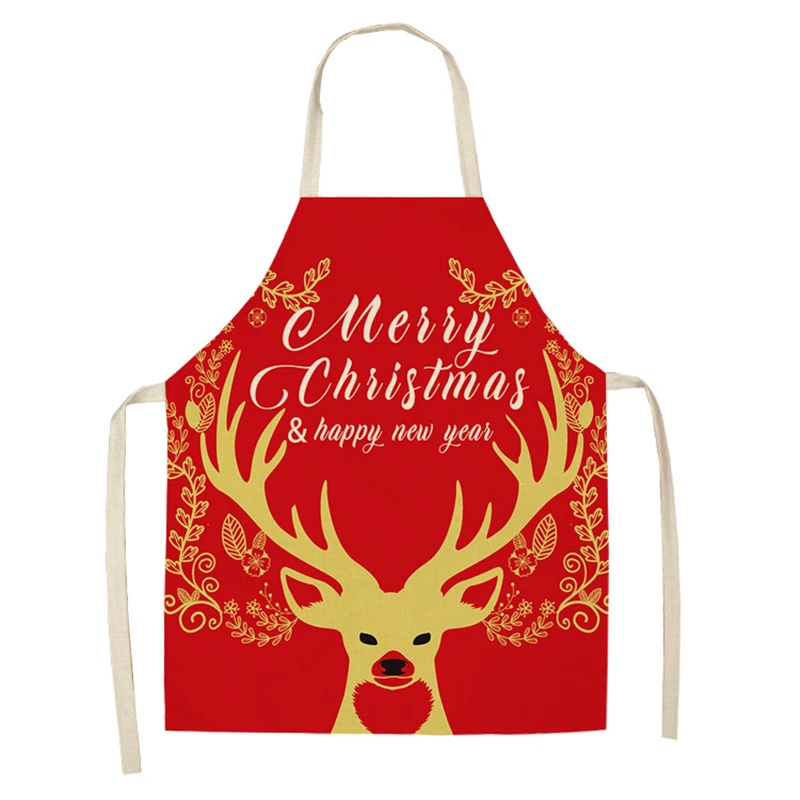 68*55cm Big Cooking Apron Christmas Cotton Linen Pinafore Xmas Decor Adult Bibs Home Kitchen Cooking Food Baking Accessories