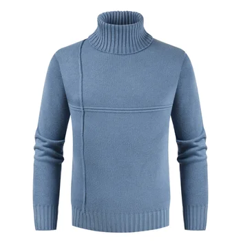 

Sweater Men Casual Pullover 2019 New Autumn Winter New Casual Solid Color Turtleneck Thick Warm Long Sleeve Knitted Sweater Top