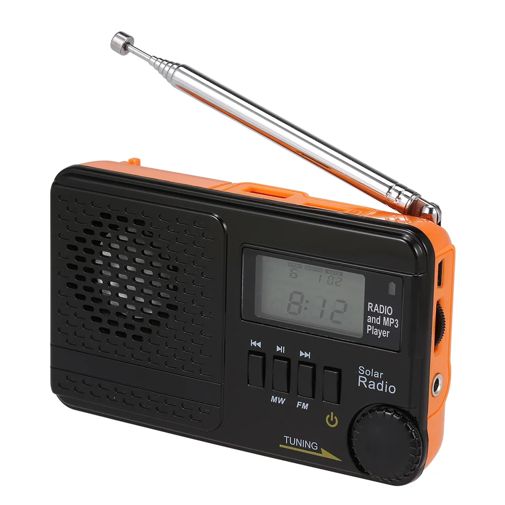 

2019 MW/FM Portable Dual Band Digital Radio Receiver Digital Clock Radio MP3 Player Speakers Telescopic Antenna Support TF Card