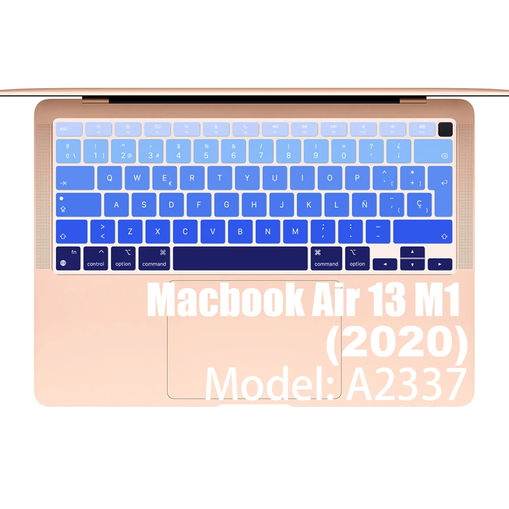 Macbook Air 13 A2337 용 스페인어 노트북 컬러 실리콘 키보드 커버 Apple Air13 M1 2020 용 보호 필름 키보드 케이스 New