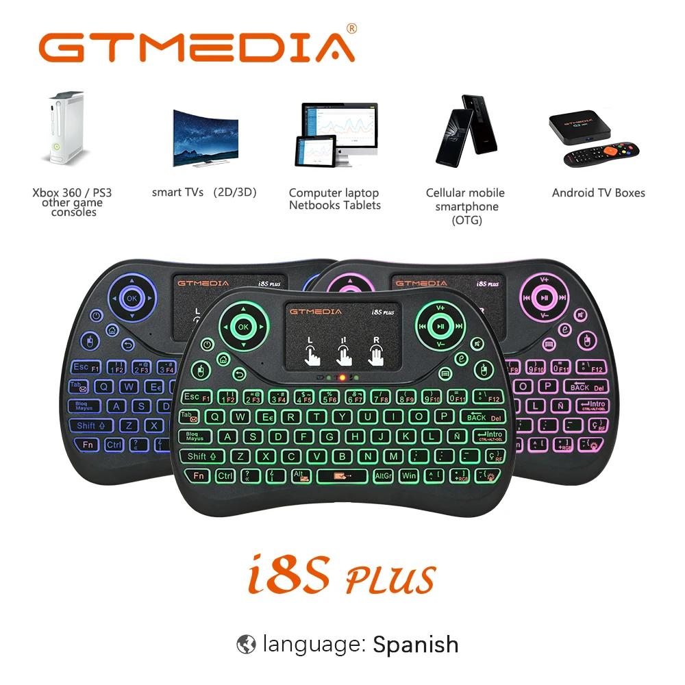 GTMEDIA i8 Spainish версия 2 4 GHz Беспроводная клавиатура Air Mouse с тачпадом ручная работа