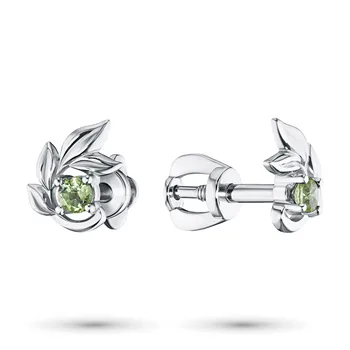 

Silver earrings with хризолитом 203668-012-0019