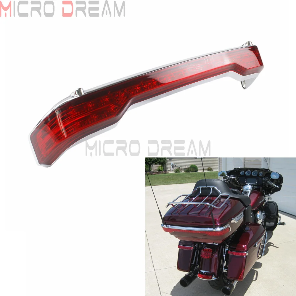  Motorcycle Chrome Red Wrap Tour Pack LED Brake Running Tail Light Wrap for Harley Touring Electra G - 4000235657059
