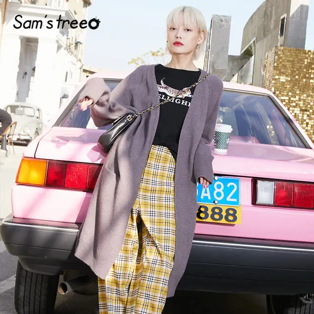 US $28.18 SAM'S TREE Multicolor Solid Casual Knit Cardigans Sweater Women 2020 Winter Single Covered Button L