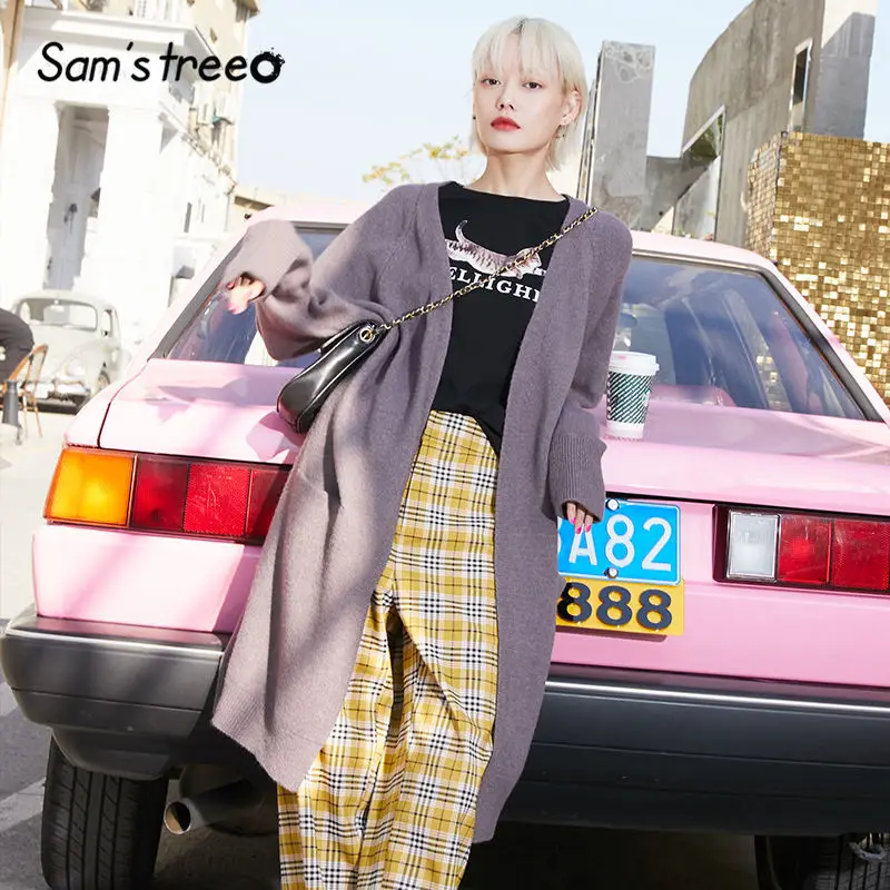 Cena SAM S TREE Multicolor jednokolorowa na co dzień dzianinowa sweter rozpinana damska 2020 zimowa jednoczęściowa guzik z długim rękawem miękkie bluzki damskie