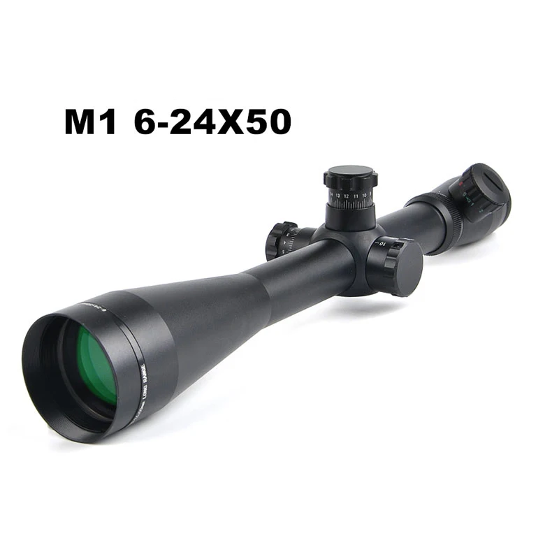 

6-24x50 M1 Hunting Scopes Optics Rifle Scope Red and Green Illuminated Riflescope Tactical 11mm / 20mm Rail Sight