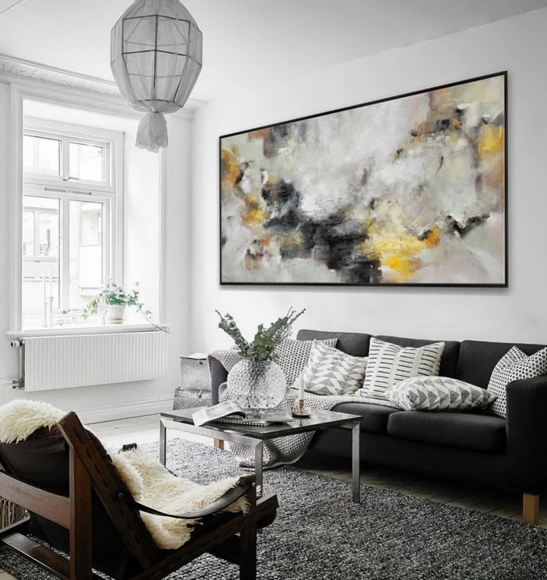 

Экстра большая современная нейтральная настенная абстрактная деревенская Минималистичная Современная Ручная роспись Акриловая живопись на холсте