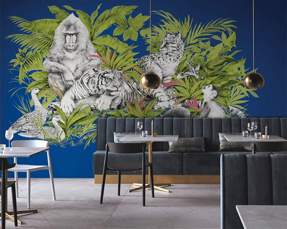 

beibehang Customized green plant animal TV background dining room bedroom living room wallpaper wall papers home decor