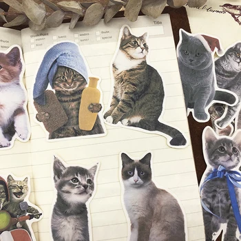 

15Pcs/Pack Diary Vintage Cute Cat Kitten Sticker DIY Craft Scrapbooking Album Junk Journal Planner Decorative Stickers
