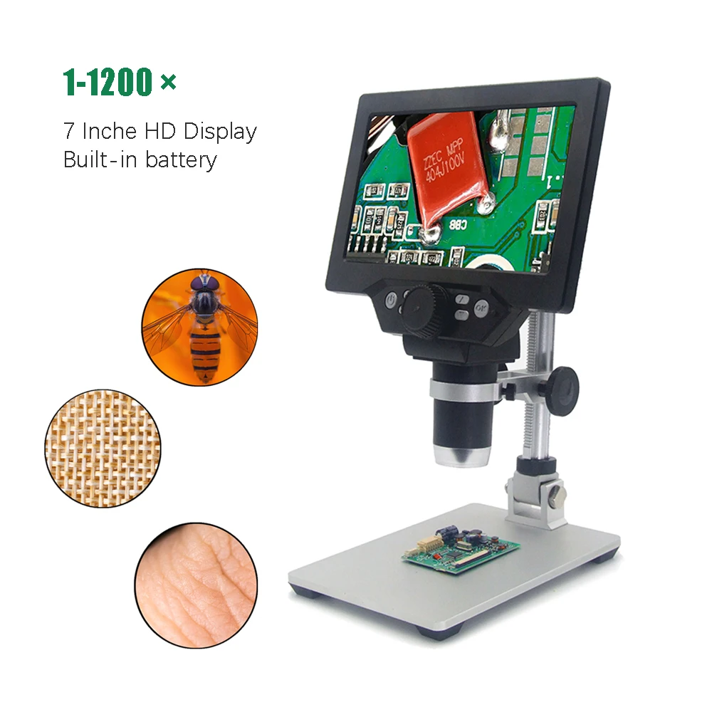 12MP Digitale Microscoop 1200x Industriële Elektrische Microscoop met 7 In HD Groot 12MP Digitale Microscoop 1200x Industriële Elektrische Microscoop met 7 In HD Groot