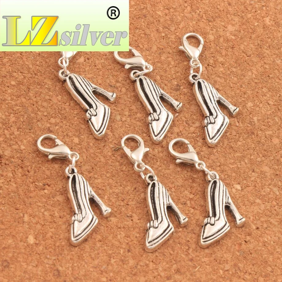 High Heels Shoes Lobster Claw Clasp Charm Beads 33.2x12mm 100PCS Zinc Alloy Jewelry DIY C236