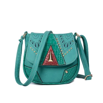 

Bag female 2020 summer new rivet saddle bag wild small bag fashion shoulder bag simple diagonal bag shoulder bag black PU bags