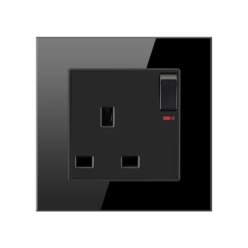 UK 2 Хрустальная стеклянная панель, USB порт для зарядки, 2.1A, настенное зарядное устройство, светодиодный индикатор, 13А, английская розетка, выключатель, розетка, черный цвет, 1, 2, 3, 4 комплекта - Цвет: UK 2