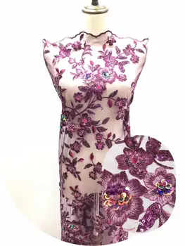 

3D Flower Sequined Mesh Tulle Net Lace Fabric 2019 Latest Design New Nigerian Embroidery Sequins Net Wedding Dress Lace Mateiral