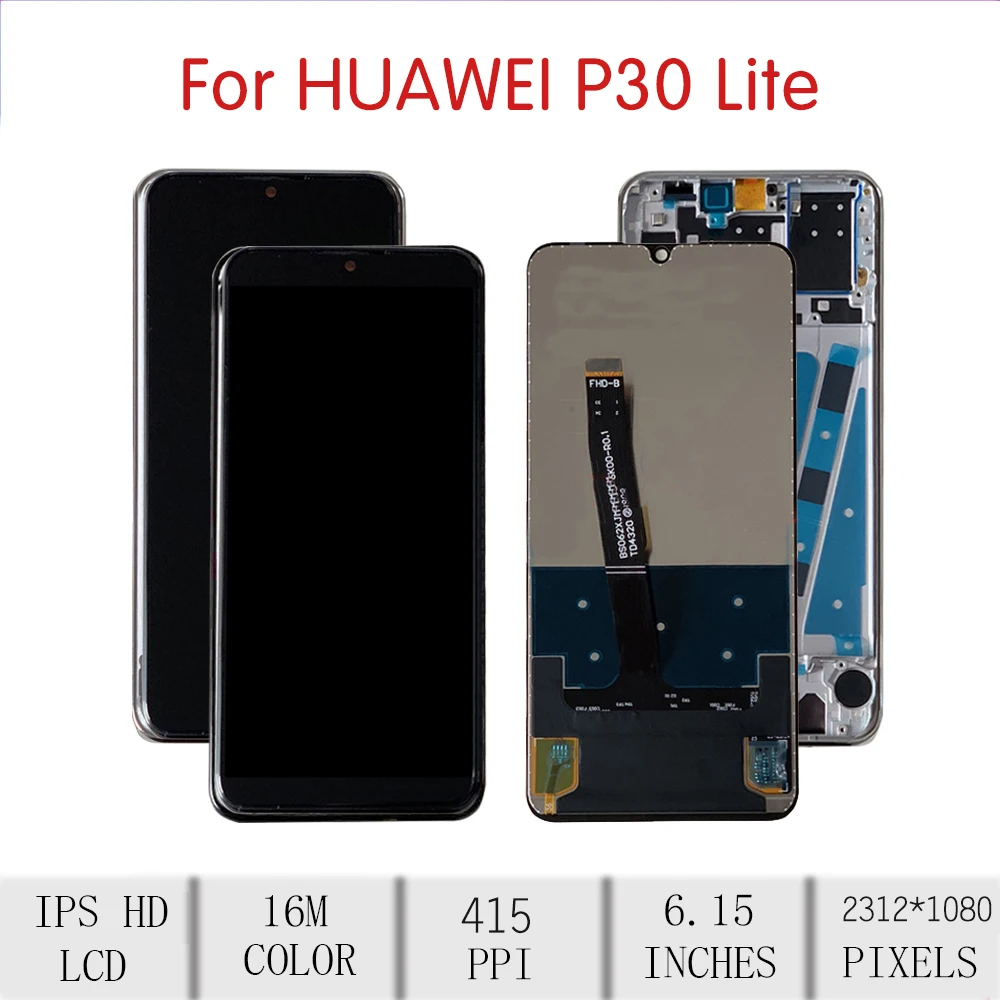 6,1" для huawei P30 Lite Nova 4e lcd кодирующий преобразователь сенсорного экрана в сборе для huawei P30 Lite дисплей с заменой рамки