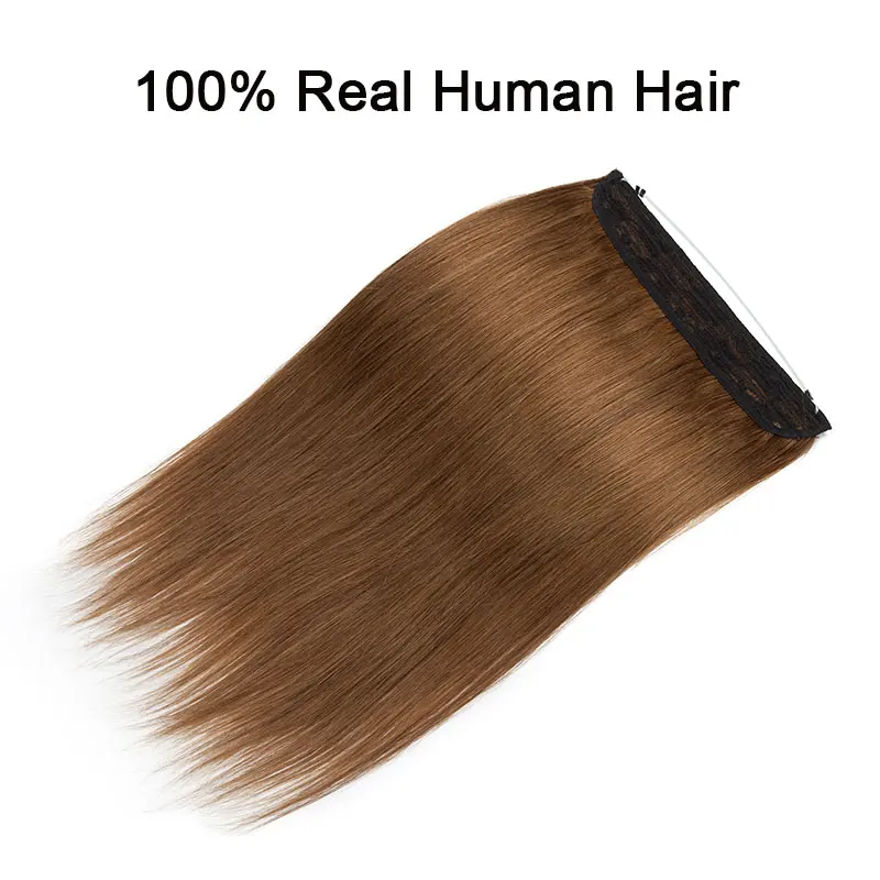 SEGO 90g-120g Straight Invisible Double Wire Hair Extensions 100% Real Human Hair No Clips Fish Line Hairpieces For Women