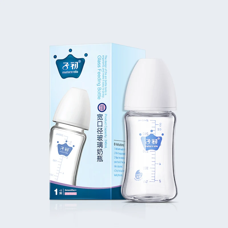 BPA бесплатные Детские Стеклянные Бутылочки для молока для кормления, для хранения молока, с широким горлышком, для младенцев, для детей, для кормления, соска, бутылочки для напитков, 240 мл